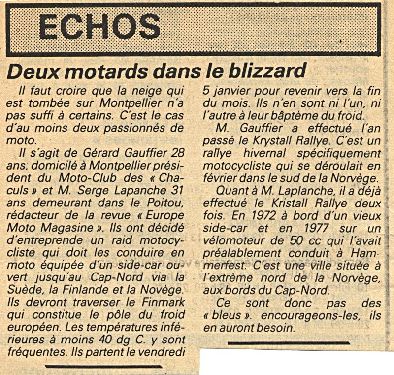 Cap Nord 80, Mushers Rally et Kristal Rally